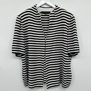 Ming Wang Cardigan Jacket XL‎ Knit Short Sleeve Shoulder Pads Office Career Boho